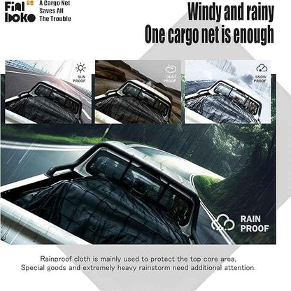 Cargo Net for Pickup Truck Bed,4' x 6' Stretches to 8' x 12' - Small Mesh Bungee Net Cargo Netting with Portable Truck Bed Tarp,Cargo Net Suitable for Daily and Rainy Day Loading of Trucks