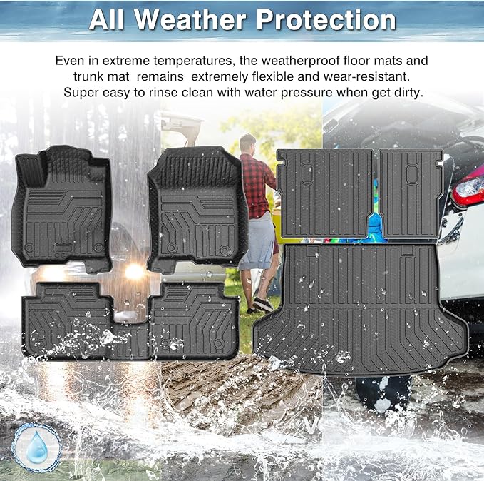 Mixsuper Liner Floor Mats for Honda HR-V 2023-2026 (Include Hybrid) & Acura ADX 2025, Cargo Mat Backrest Mats for HRV, All Weather Trunk Mat and 2 Row Floor Liners Set Black