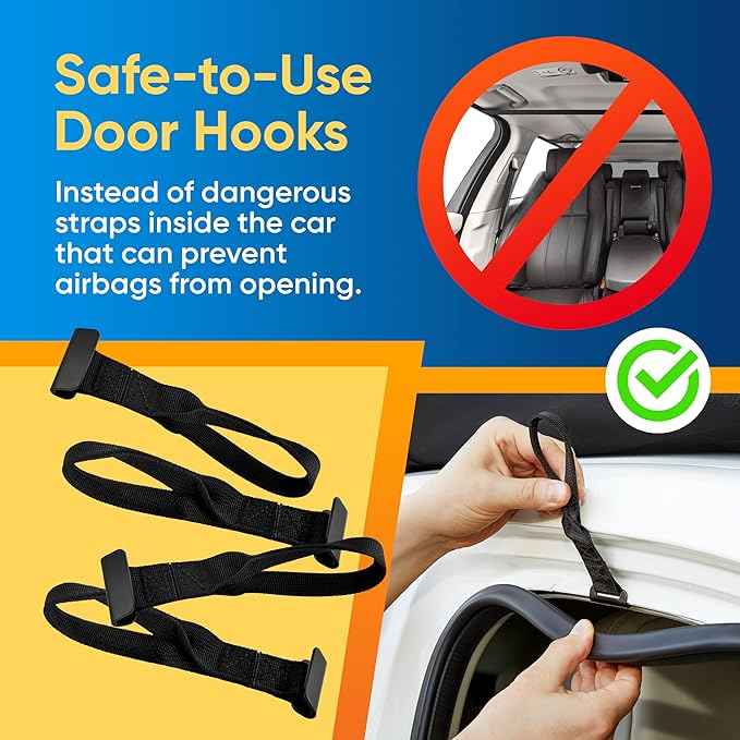 Waterproof Car Roof Bag - Car Rooftop Cargo Carrier Bag – 15 Cubic Ft Roof Rack Cargo Carrier, Includes Anti-Slip Mat, 4 Door Hooks, Reinforced Zipper/Buckle, with or Without Rack