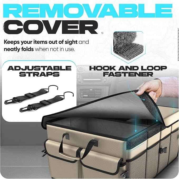FORTEM Trunk Organizer For SUV Car Trunk Organizer, Foldable Storage, Car Accessories for Women Men, Collapsible Bag, Perfect Christmas Gifts, 600D Oxford, Non Slip Bottom, Straps, Soft Cover (50L)