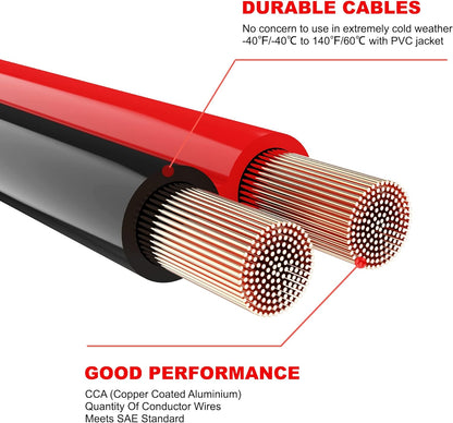 Heavy Duty Jumper Cables - 0 Gauge 25 Feet Battery Jumper Cables for Car, Heavy Duty Booster Cables (0AWG x 25Ft) with 600D Fabric Carrying Bag, Safety Gloves and Iron Brush