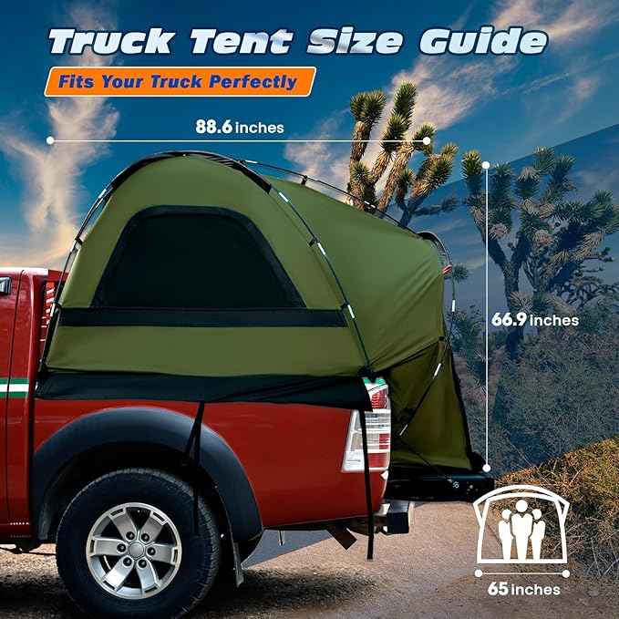 Truck Bed Tent, Waterproof PU3000mm Pickup Truck Tent for Camping Bed, 2-3 Person Sleeping Truck Tent, Portable for Car Camping