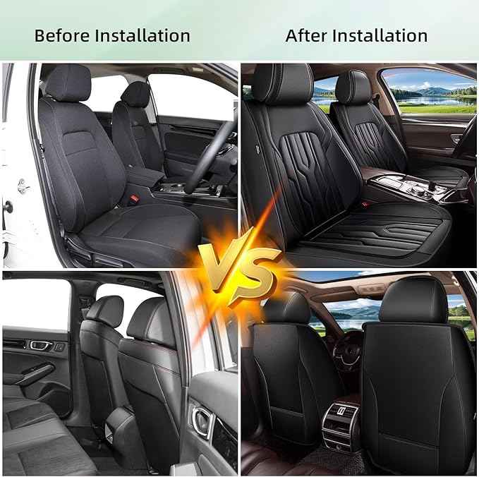 YORKNEIC Fit for Chevrolet Chevy Trax Seat Covers 2024 2025 2026 Faux Leather Waterproof Front Car Seat Covers Automotive Seat Protectors Cushions with Airbag Compatible (2 Front Set, Black)