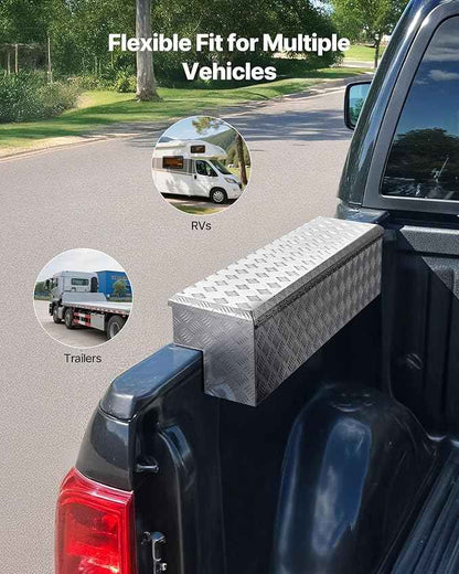 VEVOR Truck Bed Tool Box, Heavy Duty Aluminum Tool Box with Tread Patterns, Storage Toolbox Chest Organizer with Lock and Key, Ideal for Pickup, Truck Bed, RV, Trailer, 48 x 13.4 x 13 in, Silver