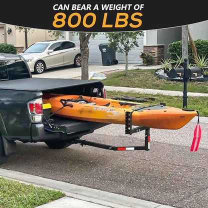Truck Bed Extender Hitch Mount, 2 in 1 Design Foldable Kayak Hitch Extender, 800 lbs Load Capacity Tailgate Hitch Extendsion for Pickup Trucks & SUVs for Kayak Ladder, Canoe, Pipes, Lumber Rack