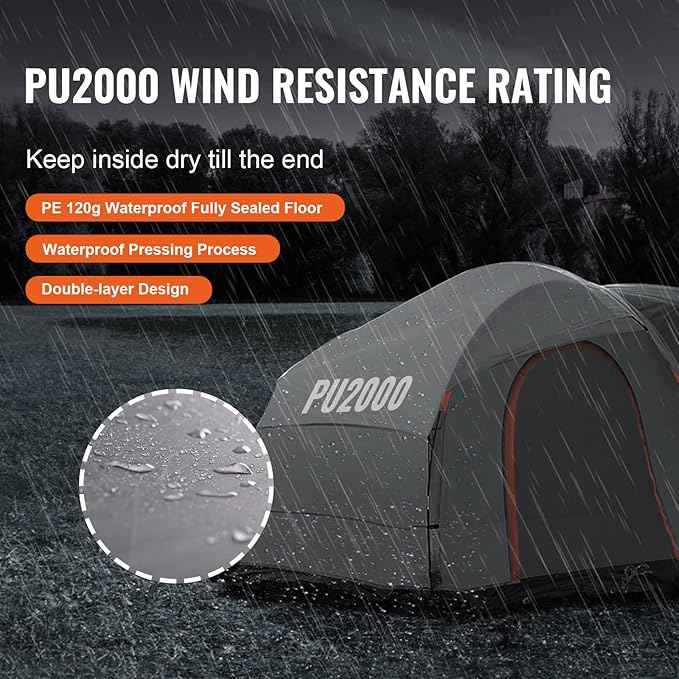 VEVOR SUV and Pickup Truck Camping Tents, Waterproof Double Layer Design with Carry Bag, Accommodates 2-9 Persons for Outdoor Activities