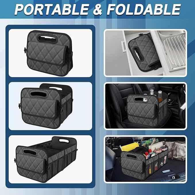 OUTMX Car Trunk Organizer for Ford Mustang MACH-E 2020-2025, Organization Container Large Capacity Car Storage Boxes Cargo Storage Bag Interior Accessories