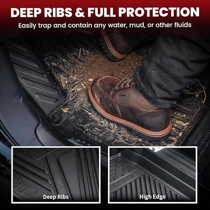 LASFIT Premium Extra Thick Floor Mats & Bed Mat for Tesla Cybertruck 2025/2024/2023 Custom Fit TPE All Weather 1st & 2nd Row Car Accessories Full Set Front Rear Cargo Trunk Liners, 6PCS Black