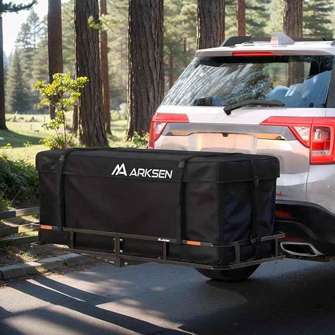 ARKSEN 58'' x 20.5'' x 24'' Waterproof Cargo Carrier Bag,Soft Sided Weather Resistant Luggage & Camping Gear Storage, Fits 60 Inch Hitch Mounted Baskets for Car, Truck, SUV, RV or Van