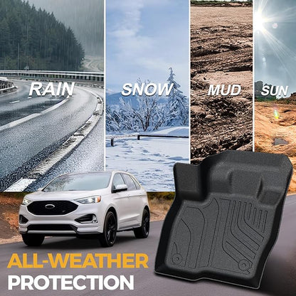 Floor Mats for Ford Edge 2015-2024, All Weather Floor Mats Trunk Cargo Liner with Backrest Protectors and Door Sill Guards Accessories, Full Coverage Set