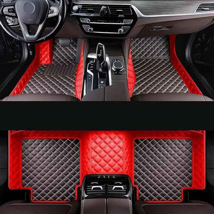 Car Floor Mat Fit 99% Sedans Sports Cars Luxury Custom Car Mats for SUV Women Leather Automotive Floor Mats All Weather Car Mats Diamond Floor Mats for Trucks (3D Luxury Red + Dark Brown)