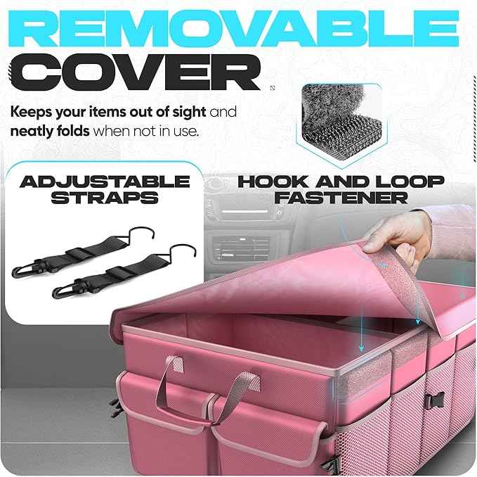 FORTEM Trunk Organizer For SUV Car Trunk Organizer, Foldable Storage, Car Accessories for Women Men, Collapsible Bag, Perfect Christmas Gifts, 600D Oxford, Non Slip Bottom, Straps, Soft Cover (50L)
