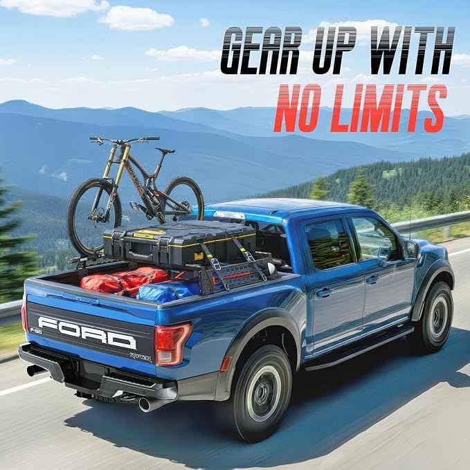 Truck Bed Adjustable Cross Bars, Wide Width Adjustment for All Pickup Trucks, No-Drills Needed Installation (Not for Any Bed Cover), 95033C