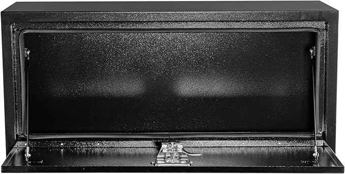 Black Steel Truck Bed Tool Box, Powder Coated Storage Chest, Weatherproof Trailer ToolBox Storage Organizer for Pickup, Truck Bed, RV, Trailer (36 * 18 * 18 - Black)