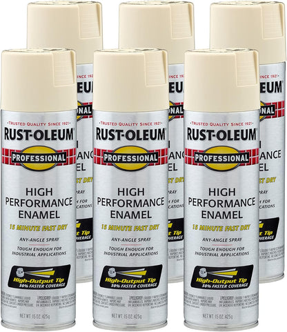 Rust-Oleum 7570838-6PK Professional High Performance Enamel Spray Paint, 15 Oz, Gloss Almond, 6 Pack