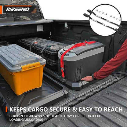 Slide-Out Truck Bed Organizer Tray, Heavy Duty Cargo Storage System with Easy Tailgate Access, Fits 5'7" & Longer Beds, Durable HDPE Material, No Drilling