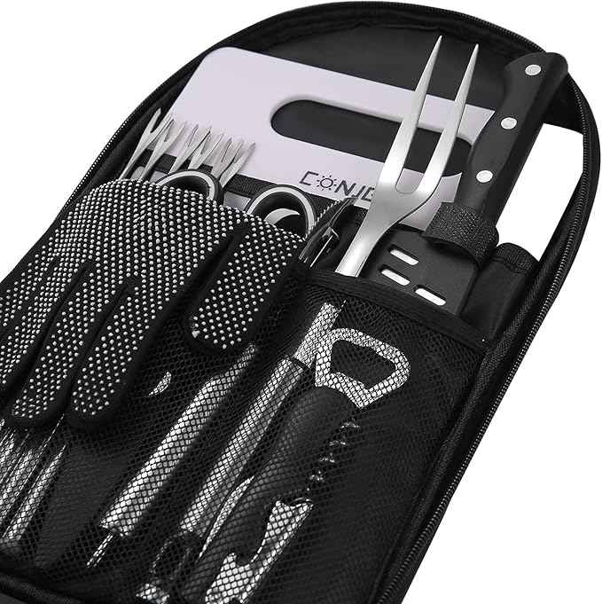 Camping Cookware Storage Bag - Camping Cooking Utensils Set Bag Camping Tool Portable Storage Bag Suitable for Knife, Fork, Spoon, Chopping Board, Chef's Knife,Kitchenware Storage