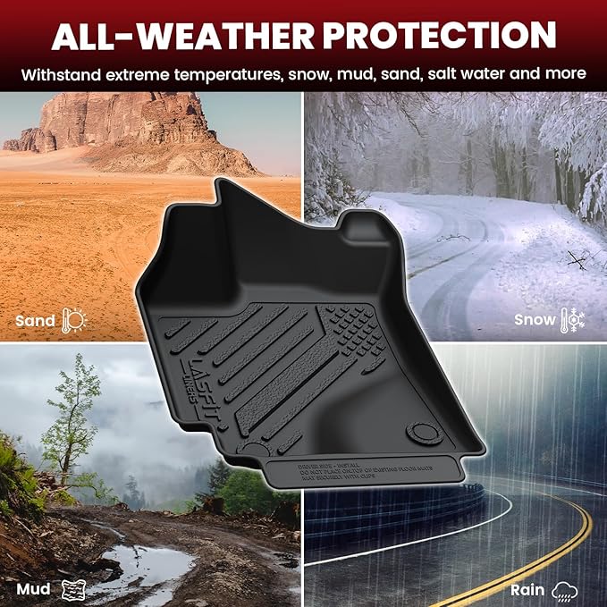 LASFIT Precision-Trimmed Floor Mats Fit for Toyota Corolla/Matrix 2009-2013/Pontiac Vibe 2009 2010, All-Weather Protection TPE 1st & 2nd Row Car Liners for Toyota Accsessories, Easy to Clean, Black