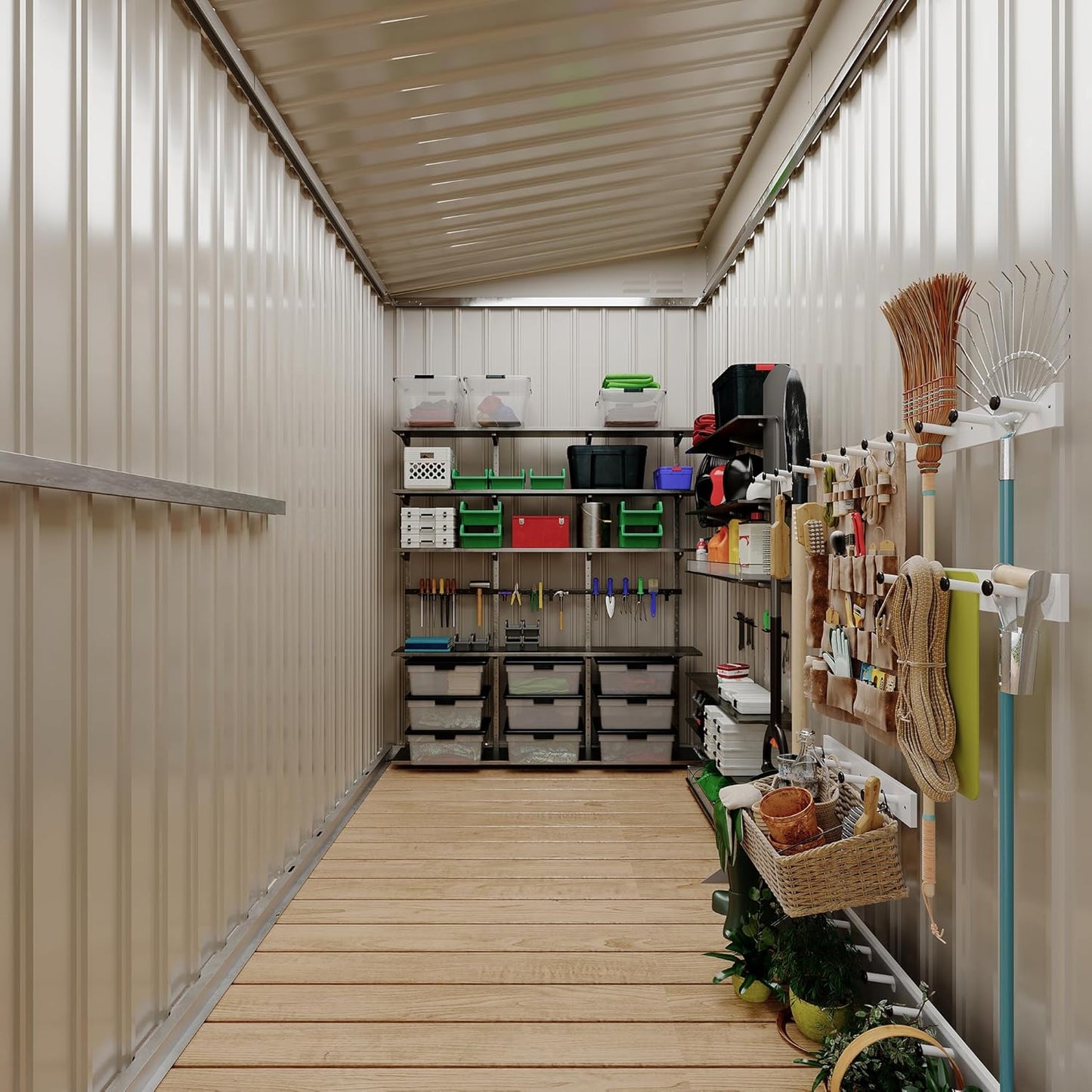 4' x 8' Outdoor Lean to Storage Sheds Outdoor, Heavy-Duty Lean to Garden StorageShed, Metal Wall Side Bike Shed & Outdoor Storage