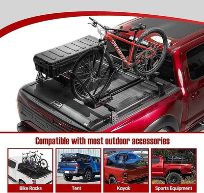 Adjustable 71.3”Heavy Duty Truck Bed Rack Cross Bars（2PCS） for Full-Size Trucks with Soft Roll-Up, Hard Rolling,Tri-Fold, Retract Hard Tonneau Covers|Aluminum Cross Bars|Fits Kayak Racks, Bike Racks