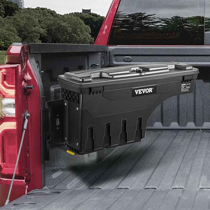 VEVOR Truck Bed Storage Box, Lockable Lid, Waterproof ABS Wheel Well Tool Box 6.6 Gal/20 L, Compatible with Chevrolet Silverado 1500 GMC Sierra 1500 2019-2020, Driver Side, Black