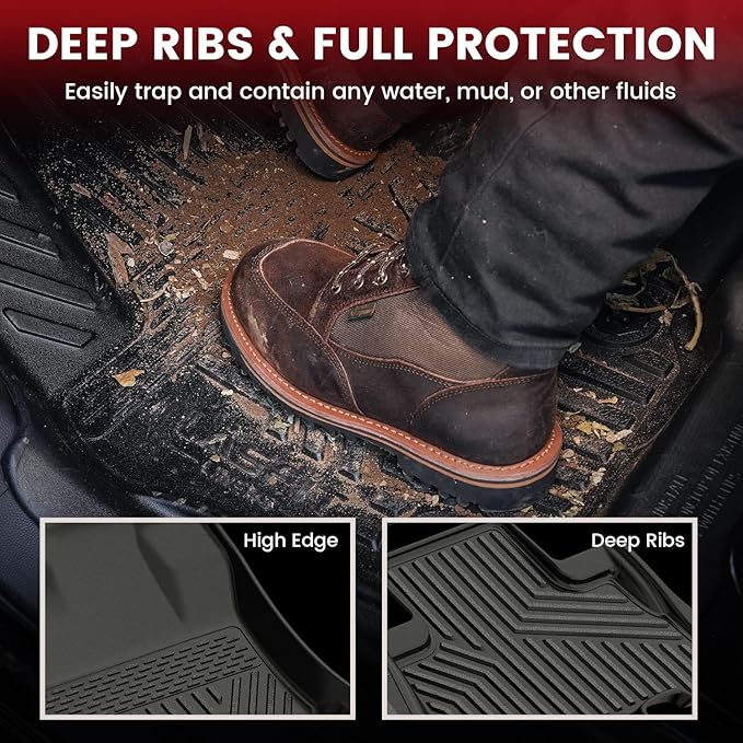 LASFIT Floor Mats&Cargo&Seatback Mats for Toyota 4Runner 2013-2024 (Only Fit 7 Seats), All Weather TPE Mats Custom Fit Floor Liners for 5th Gen 4Runner 1st & 2nd Row Full Set Car Mats and Cargo Liner