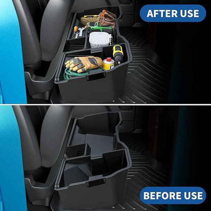 oEdRo Upgraded Rear Under Seat Storage Box Compatible with 2014-2018 Chevy Silverado/GMC Sierra 1500 Double Cab, 19 Silverado LD/Sierra Limited; 2015-2019 2500HD/3500HD - 2-in-1 Max Organizer