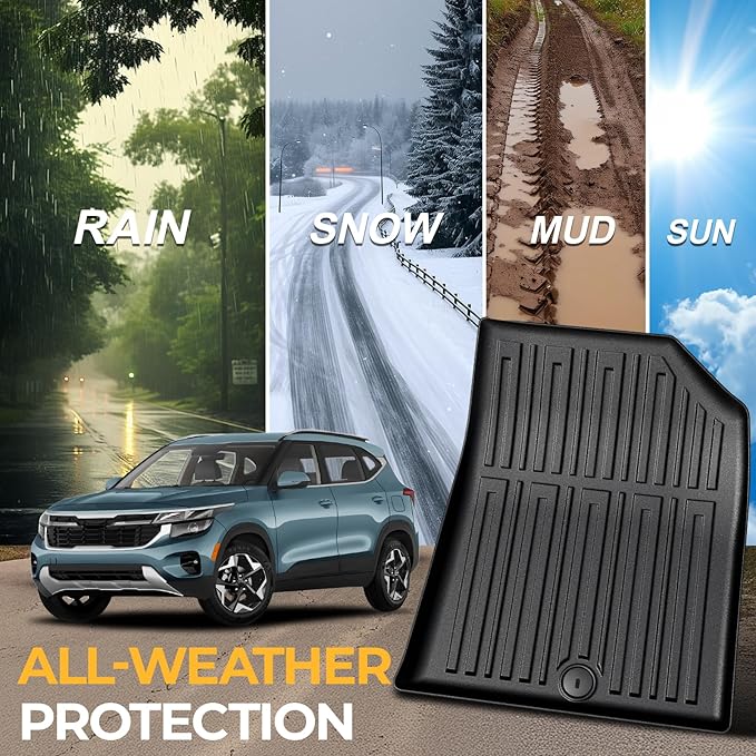 Floor Mats for Kia Seltos 2024-2026, All Weather Floor Mats Trunk Cargo Liner with Backrest Protectors Accessories, Full Coverage Set (Not fit Subwoofer)
