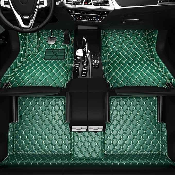Customized Personalized car Floor MATS Luxury Full-Body car Floor mats are Suitable for 99% of Vehicle Models (Pickup Trucks/SUVs/sedans) and Offer Personalized Text Customization (Green Rice)