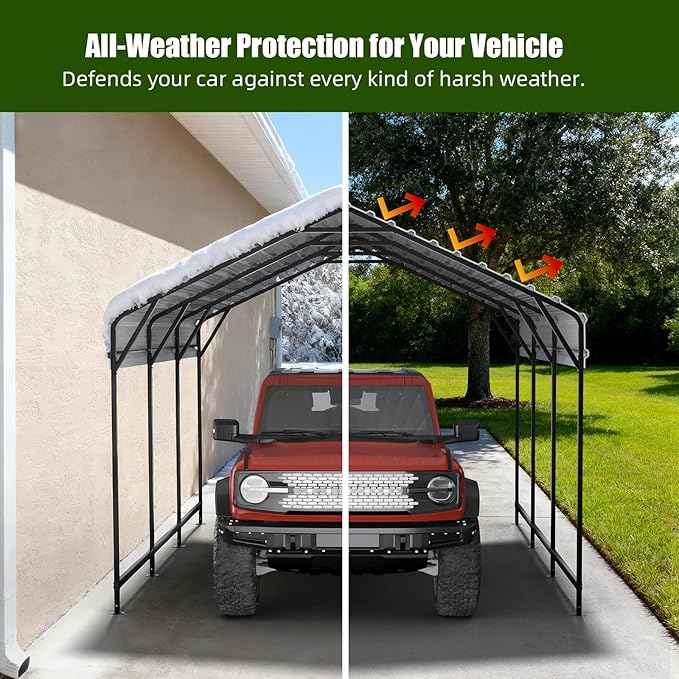 Metal Carport Heavy Duty 12x20ft Outdoor Galvanized Steel Car Port, Vehicle Canopy Garage Shade, Multi-Use Shelter for Car, Boat, Tractors & Outdoor Storage