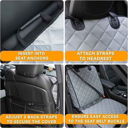 Waterproof Car Front Seat Cover for Dogs, PU Leather Car Seat Protector for Pets,Nonslip Scratchproof Front Passenger seat Covers Fits for Cars, Trucks, SUVs (Grey, Front Seat Cover)