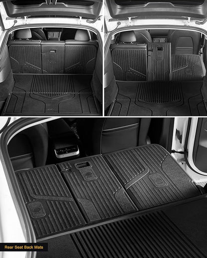 3W Tesla Model Y Rear Seat Back Mats 2020-2025(Not for Juniper), Seatback Protector All-Weather TPE Floor Liners, Accseeories 5-Seater