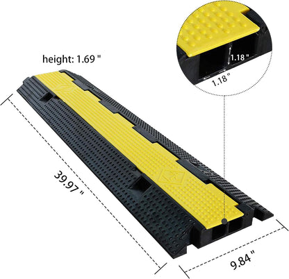 3 Pack Rubber Cable Ramp Hose Cable Protector Ramp 2 Channel 22000Lbs Load Capacity Traffic Speed Bump Wires Power Lines Extension Cord Cover for Indoor Outdoor