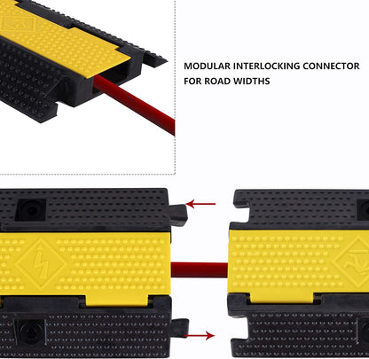 4 Pack Rubber Cable Ramp Hose Cable Protector Ramp 1 Channel 22000Lbs Load Capacity Traffic Speed Bump Wires Power Lines Extension Cord Cover for Indoor Outdoor