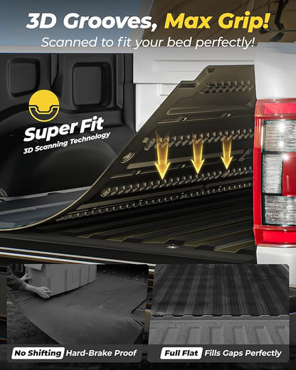 3W Truck Bed Mat for 2019-2025 2026 Chevrolet Chevy Silverado 1500/GMC Sierra 1500 (Only Fit 5.8FT Bed), Bed Liner for Chevy Silverado GMC Sierra 1500, Not Fit Optional CarbonPro Bed