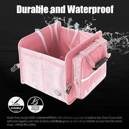 LIBZAKI Car Trunk Storage Organizer, Collapsible Trunk Storage Box for Car Truck SUV-Pink