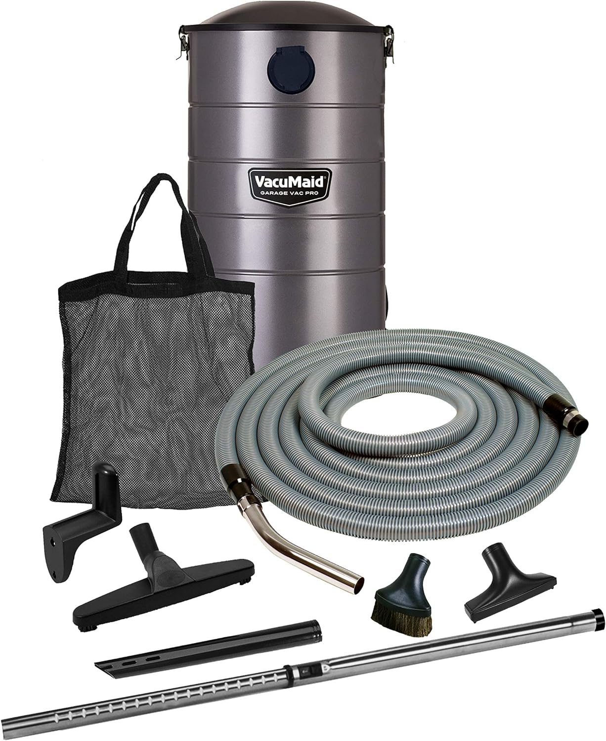 VacuMaid GV30PRO Wall Mounted Garage and Car Shop Vacuum Cleaner with 30 ft. Hose, Tools, and 7 Gallon Bag