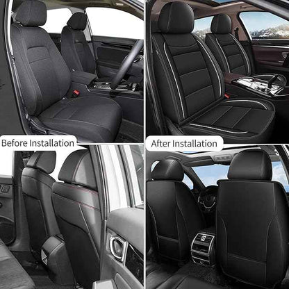 YORKNEIC Front Set Seat Covers Fit for Ford Flex 2011-2019: Faux Leather Car Seat Covers - Waterproof Car Seat Protector(Black)
