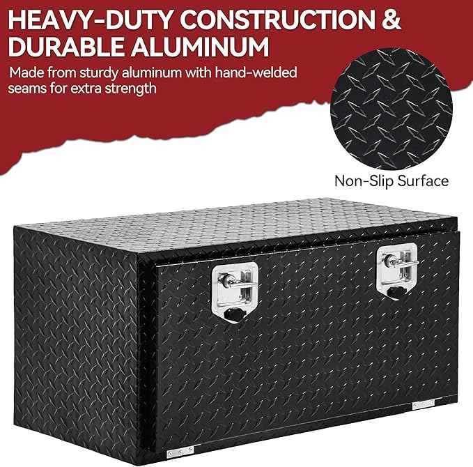 YITAMOTOR 36 Inch Underbody Tool Boxes Heavy Duty Aluminum,Diamond Plate Truck Tool Boxes, Waterproof Chest Storage Organizer for Pick Up Truck Bed, RV Trailer with T-Handle Lock and Keys