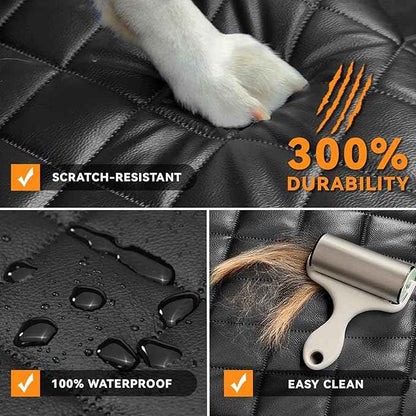 Dog Car Seat Cover for Back Seat, Waterproof Back Seat Covers for Dogs, PU Leather Nonslip Bench Car Seat Protector Universal Fit Most Vehicles,SUVs,Small Trucks（Black,Standard）