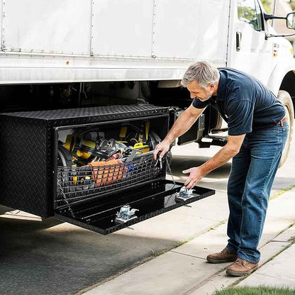 YITAMOTOR 36 Inch Underbody Tool Boxes Heavy Duty Aluminum,Diamond Plate Truck Tool Boxes, Waterproof Chest Storage Organizer for Pick Up Truck Bed, RV Trailer with T-Handle Lock and Keys