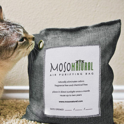 Moso Natural Air Purifying Bag 500g (3 Pack) Premium Bamboo Charcoal Odor Absorber for Home, Bedroom, Kitchen, Basement | Unscented Pet Odor Eliminator | Large Charcoal Deodorizer Bag Covers 250sqft