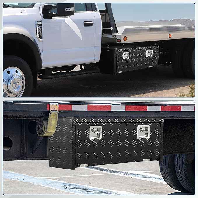 Heavy Duty Aluminum Diamond Plate Tool Box Chest Box Pick Up Truck Bed RV Trailer Toolbox Storage Lockable Organizer with Lock Keys