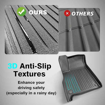 BestEvMod Compatible with Rivian R1S All Weather Cargo Liners Frunk Mat&Floor Liners&Trunk Mat Set Anti-Slip 3D Pattern TPE Waterproof Non-Slip 2022-2024 Accessories (R1S-Frunk+Floor+Trunk)