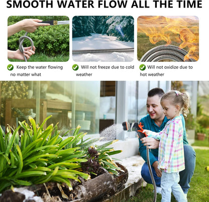 Short Garden Hose 3 Ft – Lightweight Leader Hose Extension-304 Stainless Steel Water Hose, Flexible Small Extender Hose for Garden, Outdoor Use (3 FT)