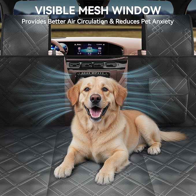 Back Seat Extender for Dogs – Waterproof Dog Seat Cover for Back Seat with Door Protection, Easy to Use and Clean, Hard Bottom, Holds 420 lbs Dog Hammock for Cars, SUVs & Small-Size Trucks