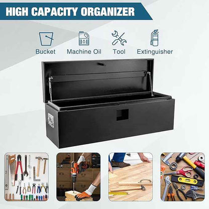 Black Steel Truck Bed Tool Box, Powder Coated Storage Chest, Weatherproof Trailer ToolBox Storage Organizer for Pickup, Truck Bed, RV, Trailer (48 * 15 * 15-Black)