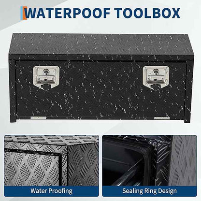 Heavy Duty Aluminum Diamond Plate Tool Box Chest Box Pick Up Truck Bed RV Trailer Toolbox Storage Lockable Organizer with Lock Keys