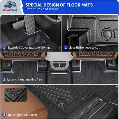 Rongtaod Floor Mat Compatible with 2020-2025 2026 Toyota Highlander Trunk Mat Cargo Mat Cargo Liner Back Seat Cover Floor Liner 2024 Highlander Accessories (Trunk Mat with Backrest Mat+Floor Mats)