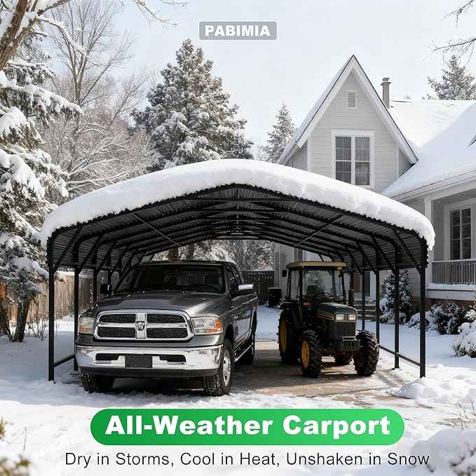 20x30 FT Heavy-Duty Metal Carport, Outdoor Galvanized Steel Shelter for Pickup Trucks, Motorcycles,Boats, Cars & Tractors